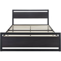 Black Metal Platform Bed Frame with Wood Headboard and Footboard F812652