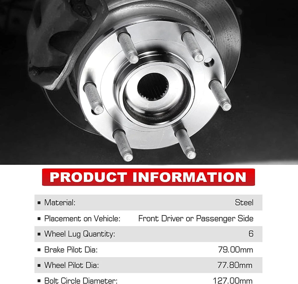 Wheel Bearing Hub Assembly Front 2WD 6-Lug w/ABS N437