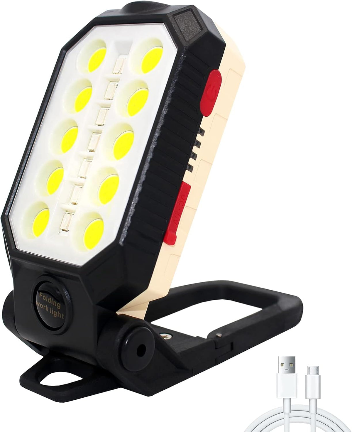 LED Work Light, COB Rechargeable Flashlight with Magnetic Base & Hanging Hook, Pack of 2 P29236