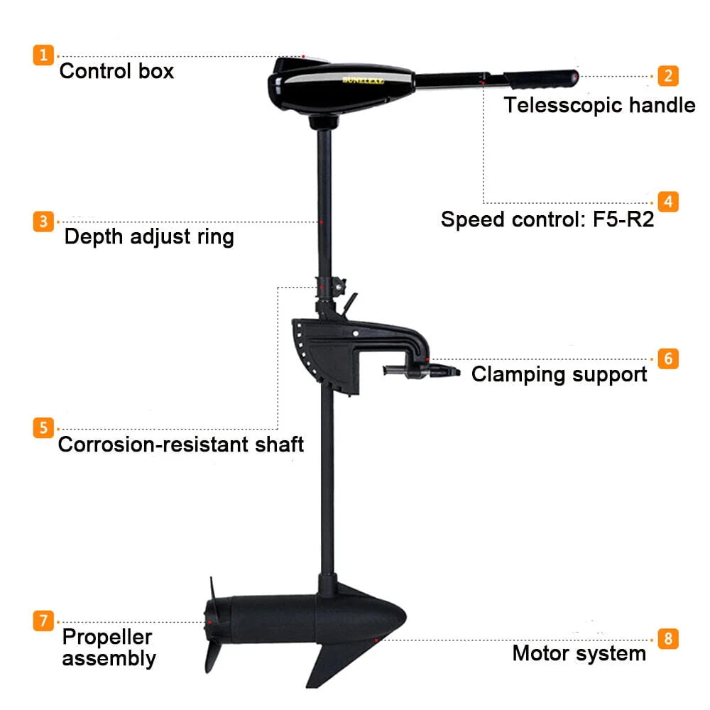 12V Electric Outboard Motor Trolling Engine 58LBS D735952