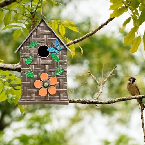 Metal Bird Houses for Outside Hanging, Colorful Hand-Painted Birdhouses G51537