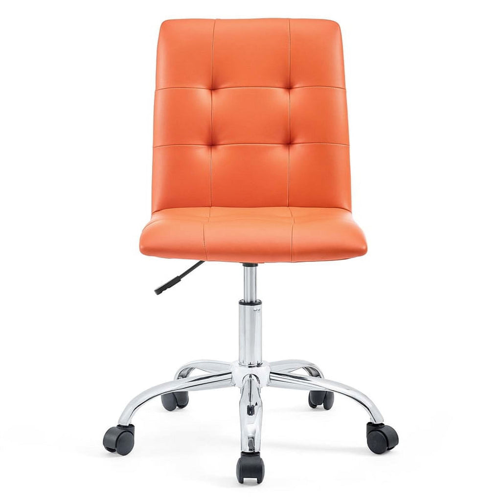 Modern Faux Leather Armless Office Chair in Orange H1719