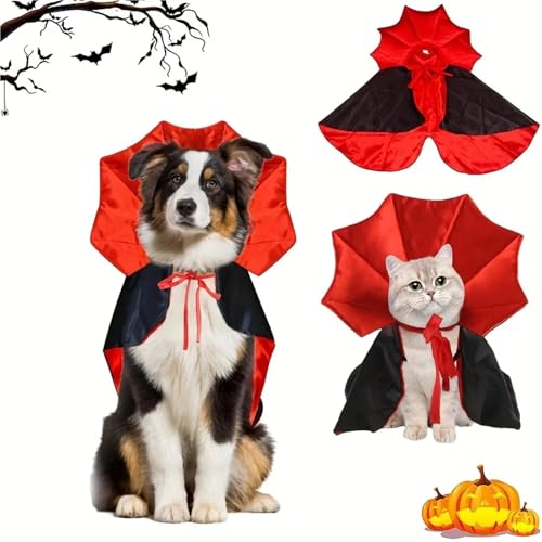 Pet Vampire Cape Cloak 5 Pcs Red Black Adjustable Q285