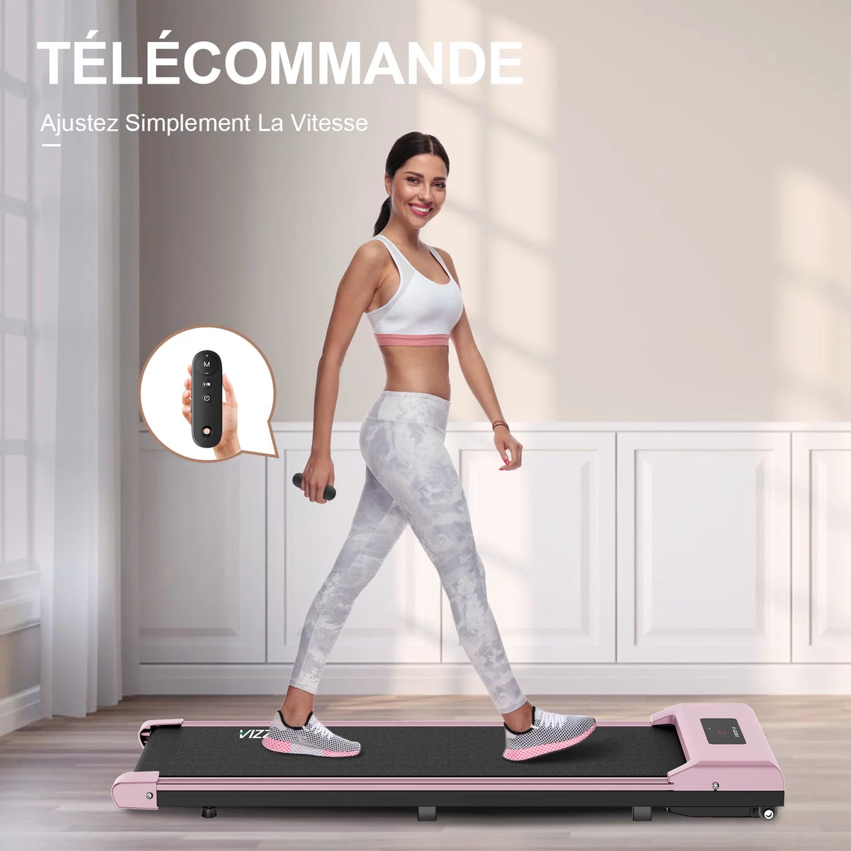 Portable Motorized Treadmill 6.25MPH 265 Lb Capacity Pink H25564