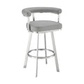 Gray/Chrome Swivel Bar Stool V9734