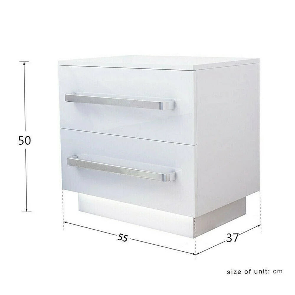 High Gloss 2 Drawer Nightstand with LED Light Z641014
