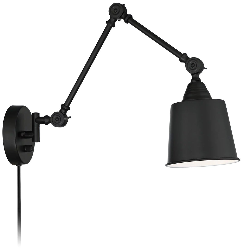 Black Metal Plug-in Wall Lamps Set of 2 T827