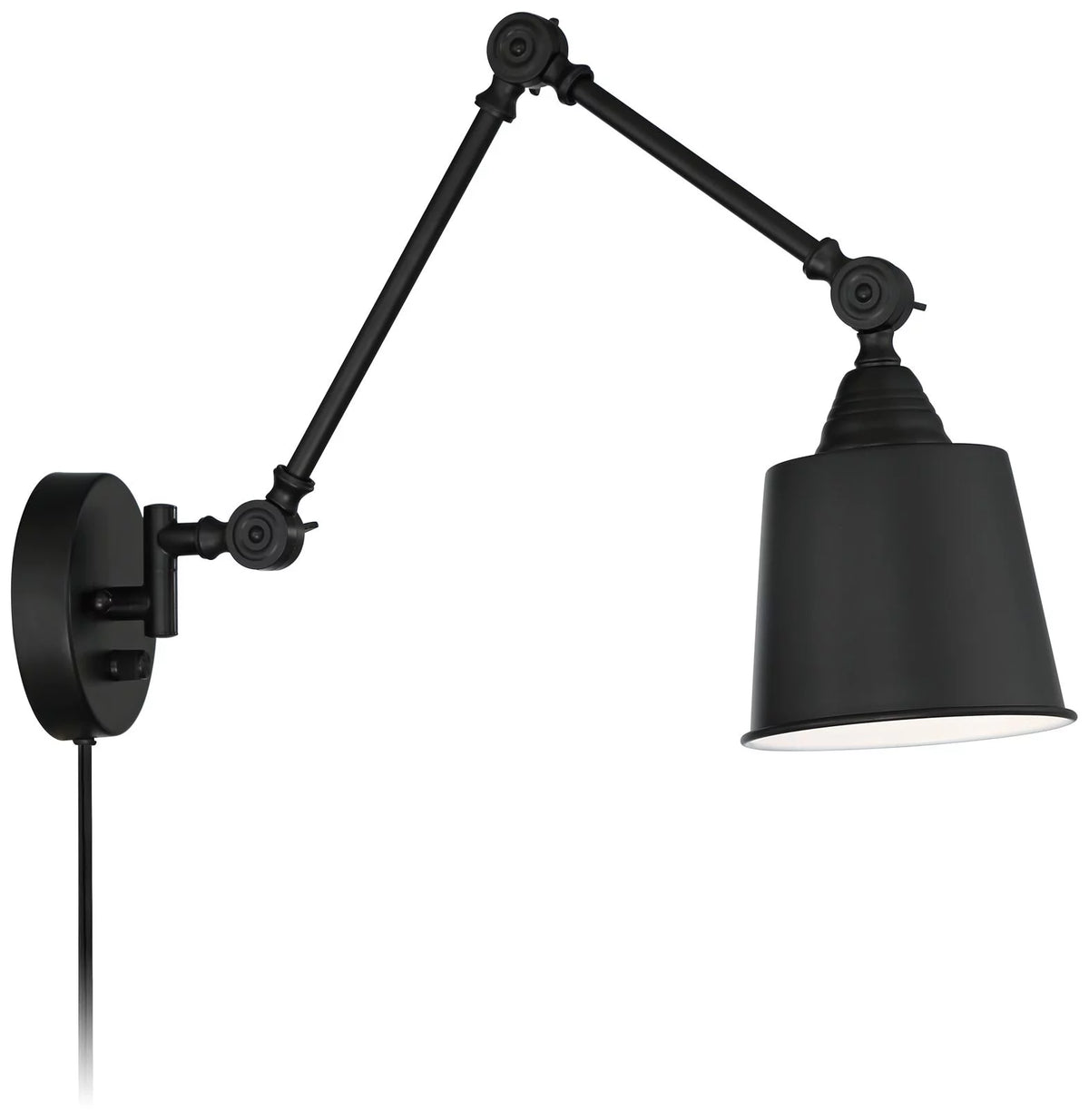 Black Metal Plug-in Wall Lamps Set of 2 T827