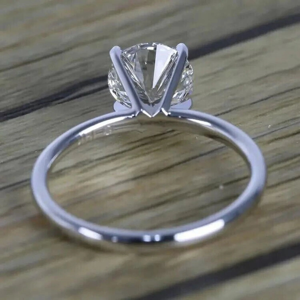 14K White Gold Finish Solitaire Engagement Ring V226