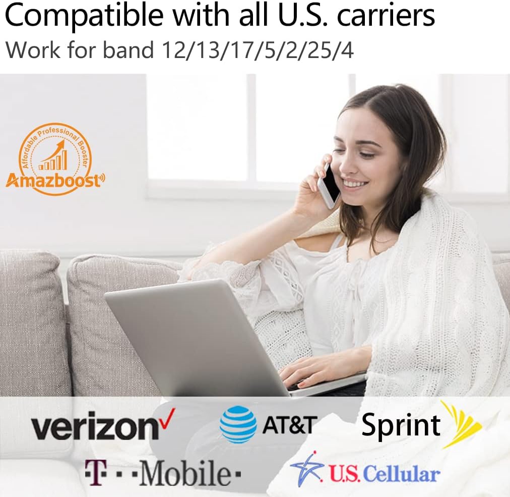 Cell Phone Signal Booster Kit, Up to 5,000 sq ft, 2G/3G/4G/5G LTE L28859