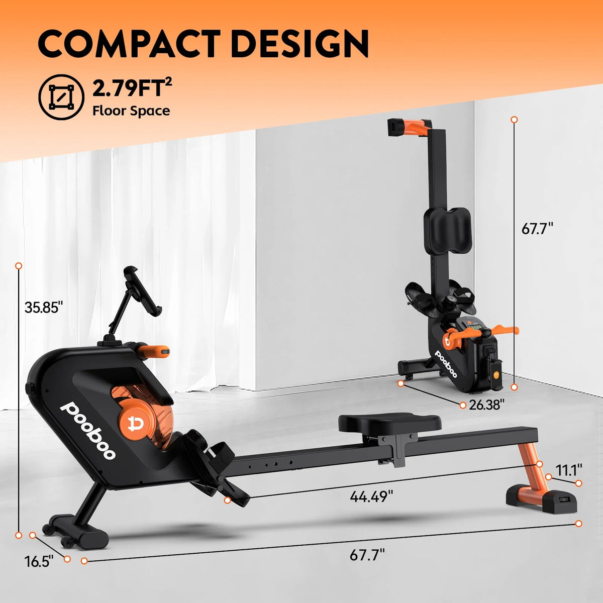 Foldable Magnetic Rowing Machine 8 Level Resistance L593