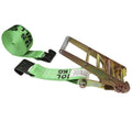 Green Ratchet Strap with Flat Hooks O2380