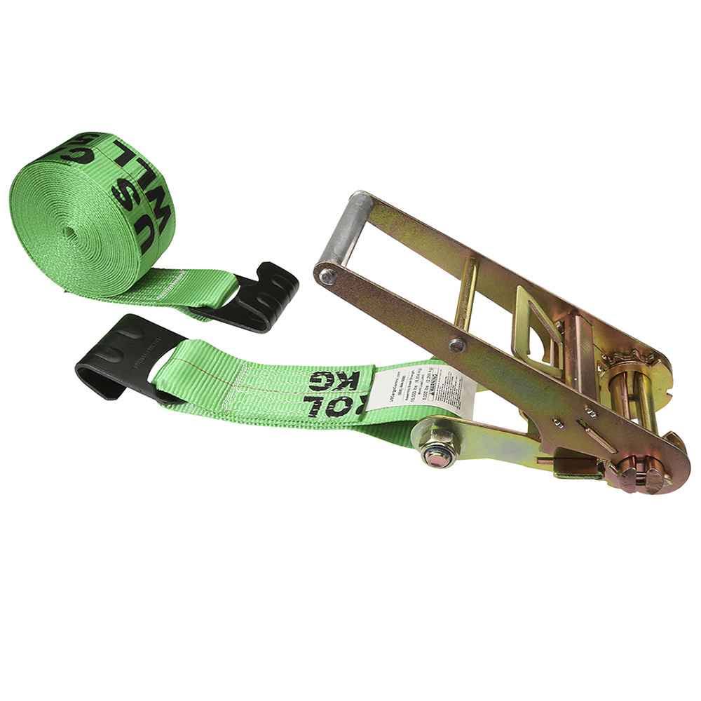 Green Ratchet Strap with Flat Hooks O2380