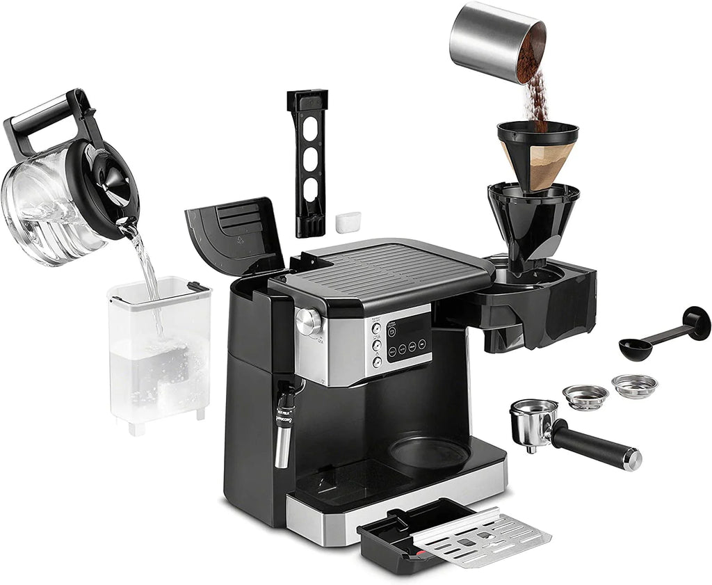 Combination Coffee Maker & Espresso Machine with Milk Frother and Glass Coffee Pot G83649