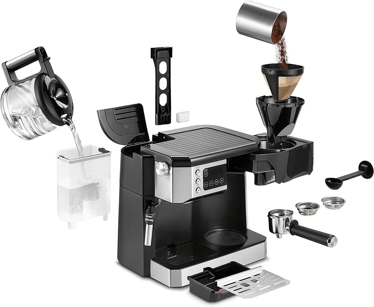 Combination Coffee Maker & Espresso Machine with Milk Frother and Glass Coffee Pot G83649
