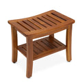 21 Inch Teak Wood Shower Bench with Shelf F988007