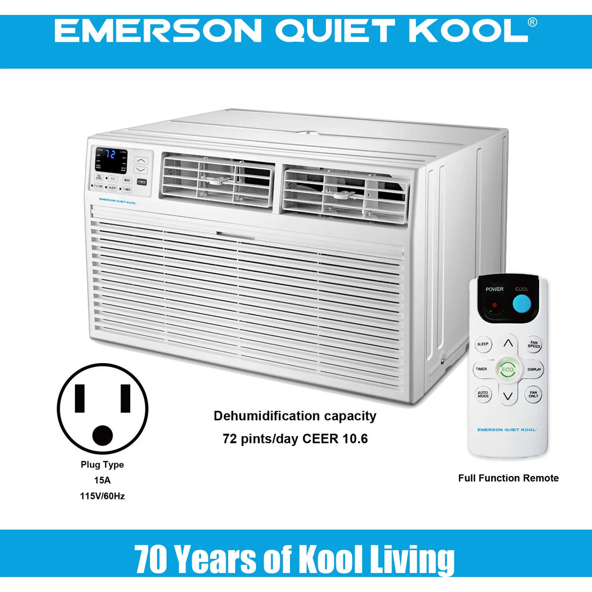 12,000 BTU 115-Volt Through-the-Wall Air Conditioner with Remote, White N81721