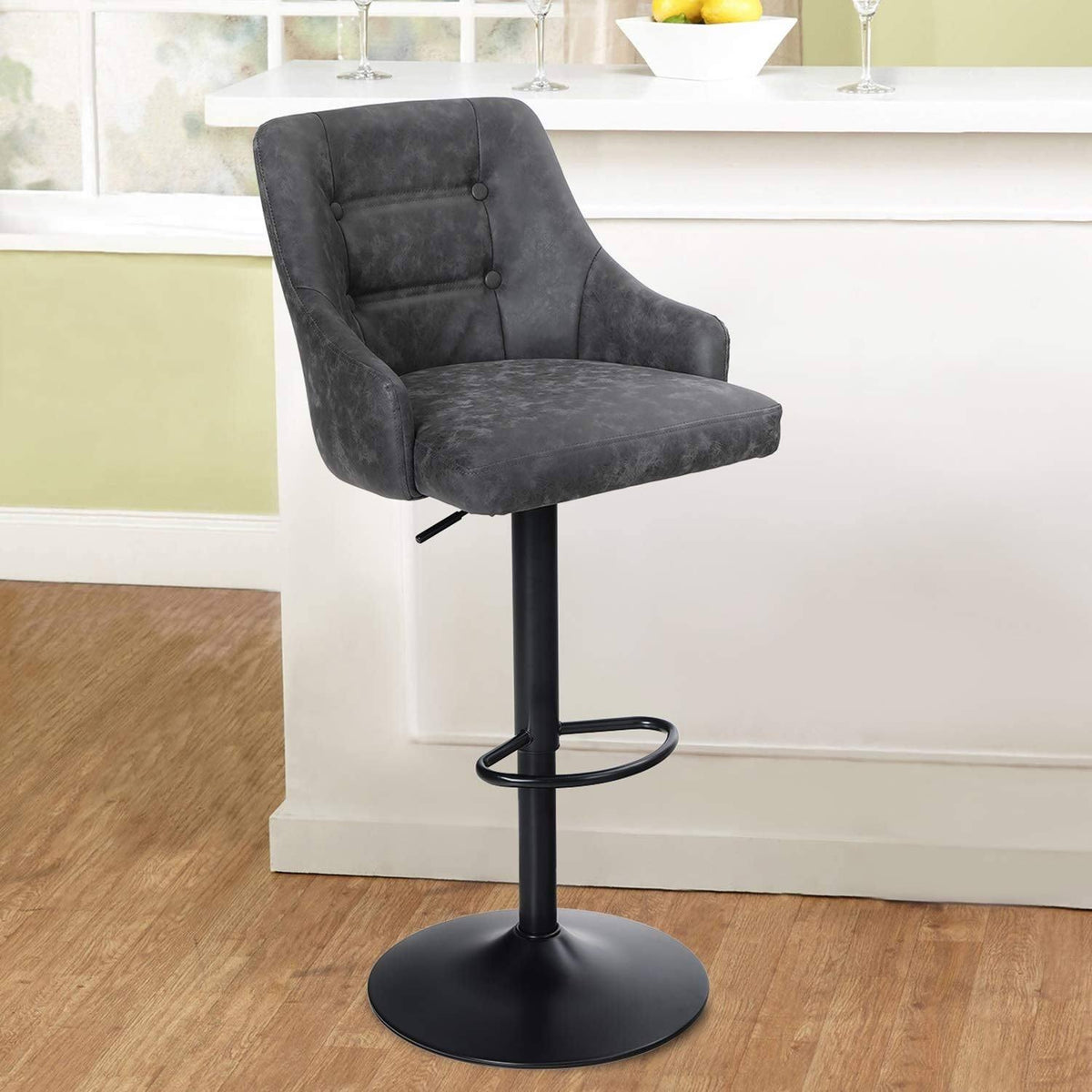 Brown Faux Leather Swivel Bar Stool H363415