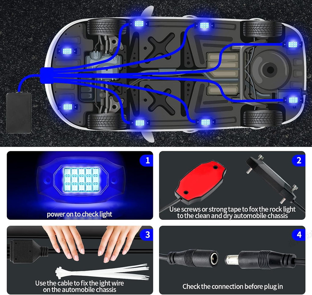 RGBW LED Rock Lights Under Car Lighting Kit 8Pods P958608
