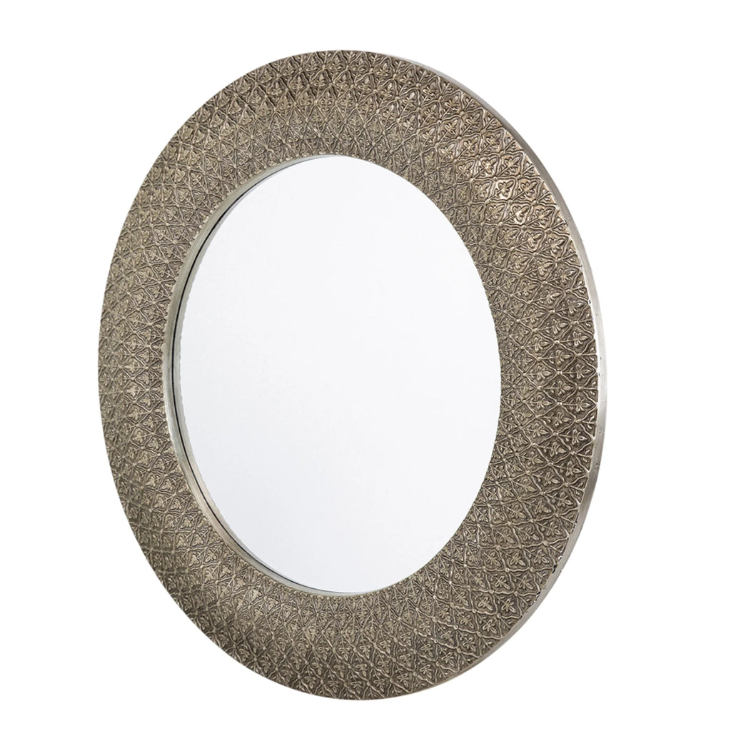 Large Round Wall Mirror with 3D Sculpted Wide Frame B9692