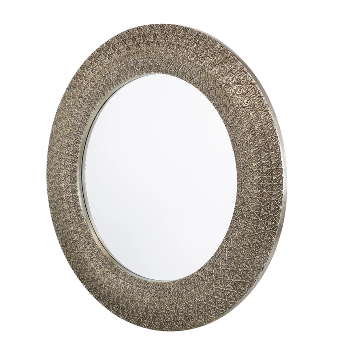 Large Round Wall Mirror with 3D Sculpted Wide Frame B9692