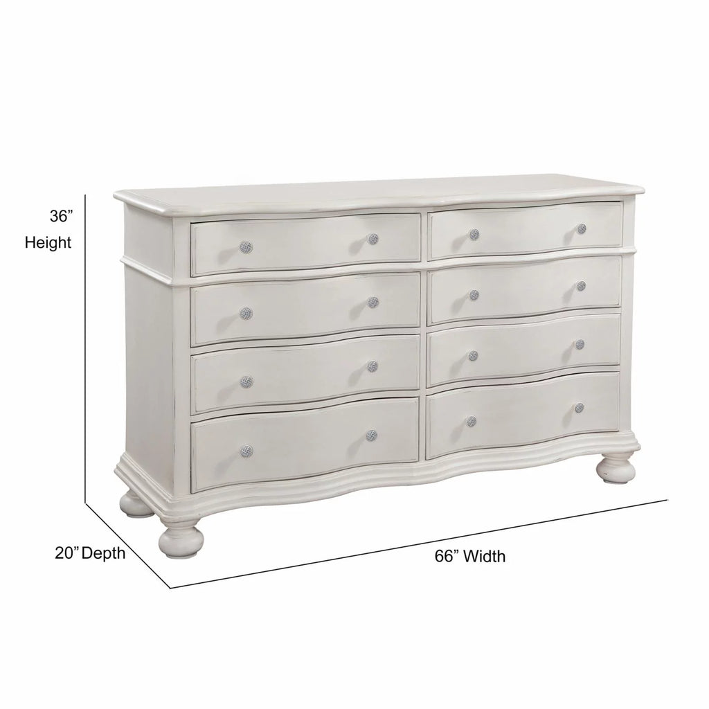 White Six-drawer Wood Bureau S430769
