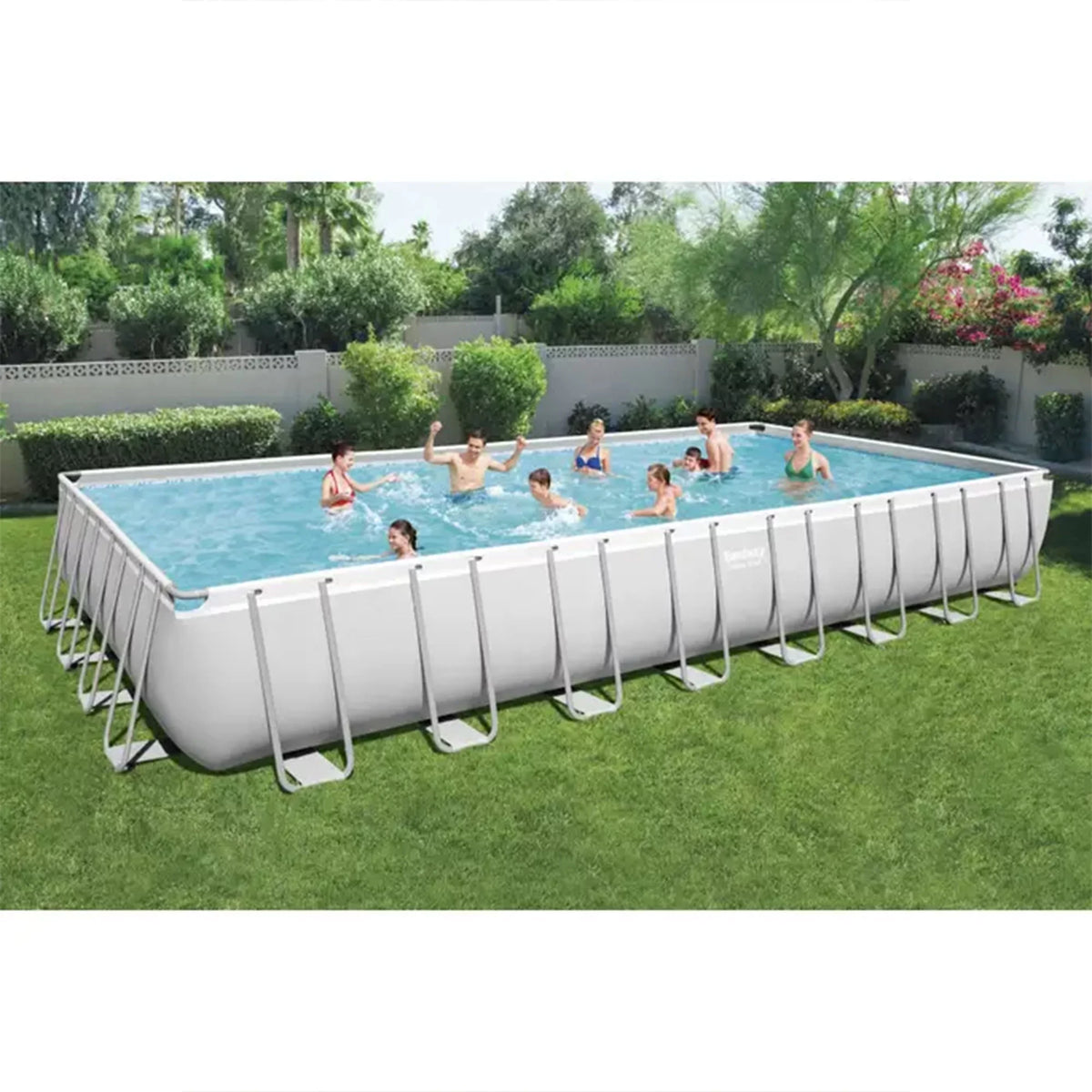 Grey Rectangular Metal Frame Above Ground Pool Set X4520