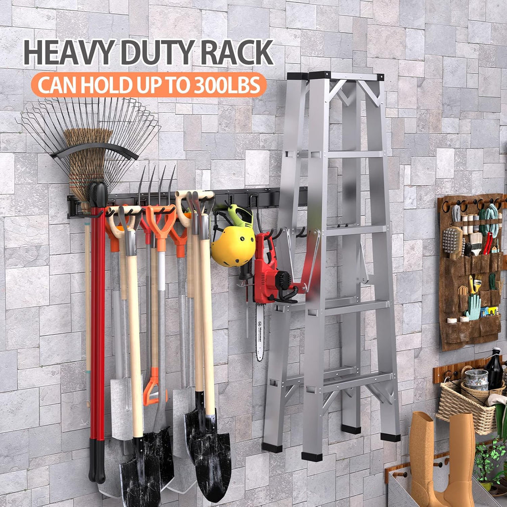 14 PCS Steel Garage Tool Organizer Wall Mounted with 10 Hooks G63966