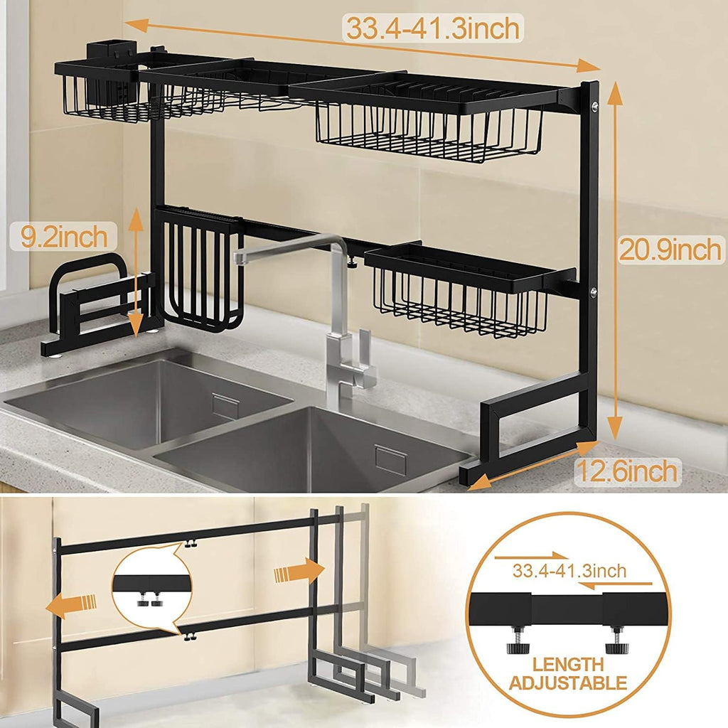 Black 2-Tier Under Sink Organizer with Sliding Drawer O20085