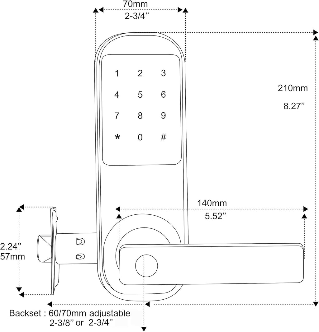 Bluetooth Digital Door Lock, Nickel Brushed O796