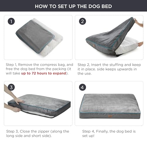Washable Dog Bed Large 3 Inch Thicken Grey Y843228
