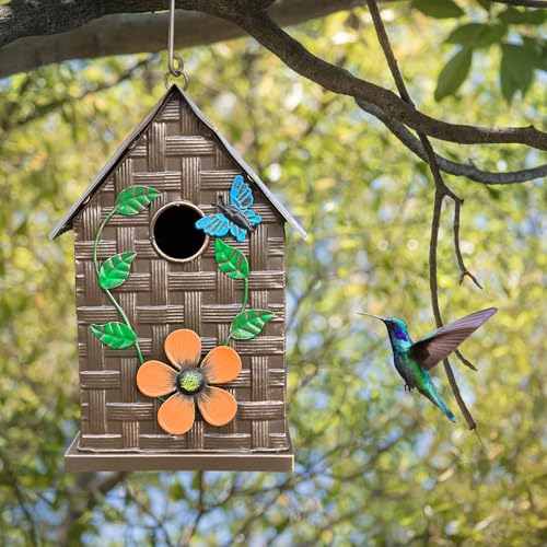 Metal Bird Houses for Outside Hanging, Colorful Hand-Painted Birdhouses G51537