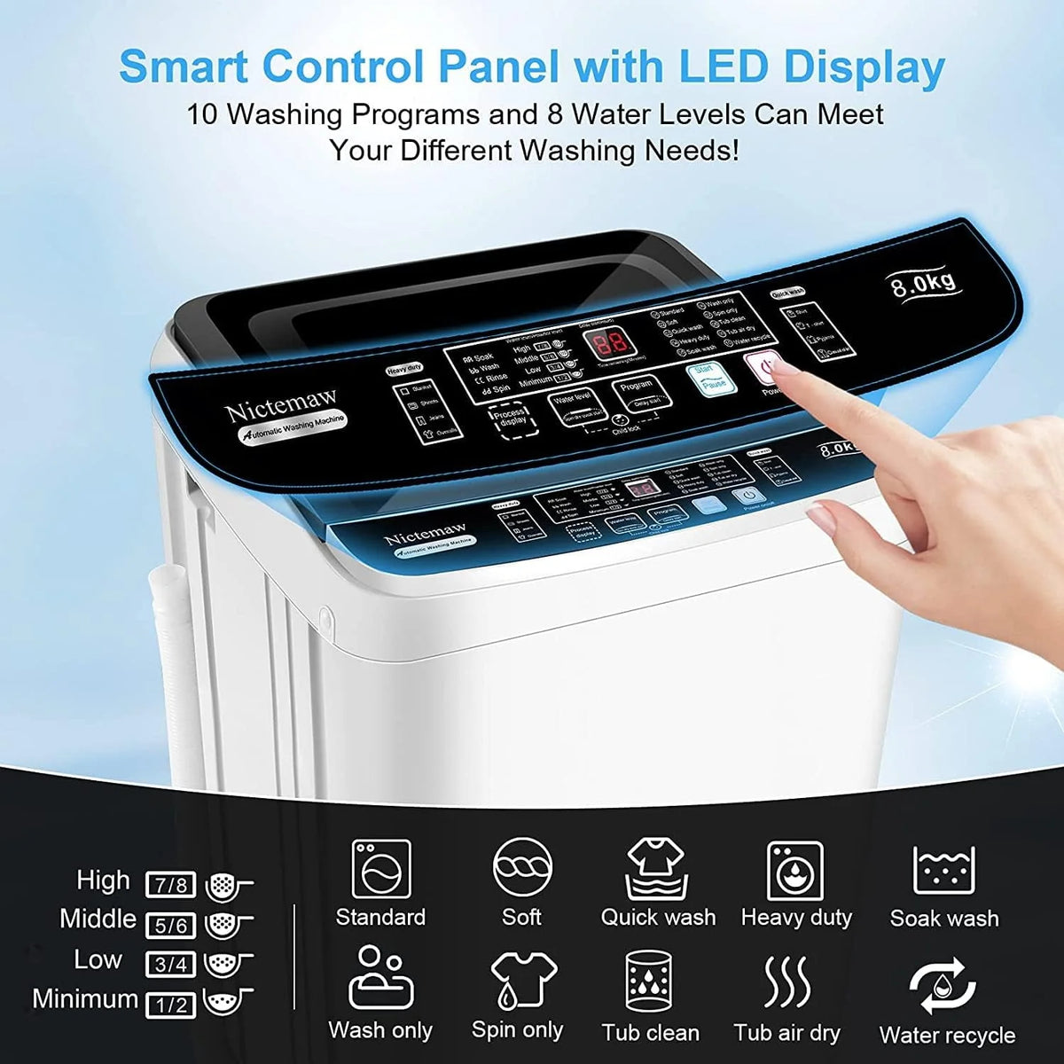 Portable 17.8lbs Fully-Automatic Washing Machine Y262