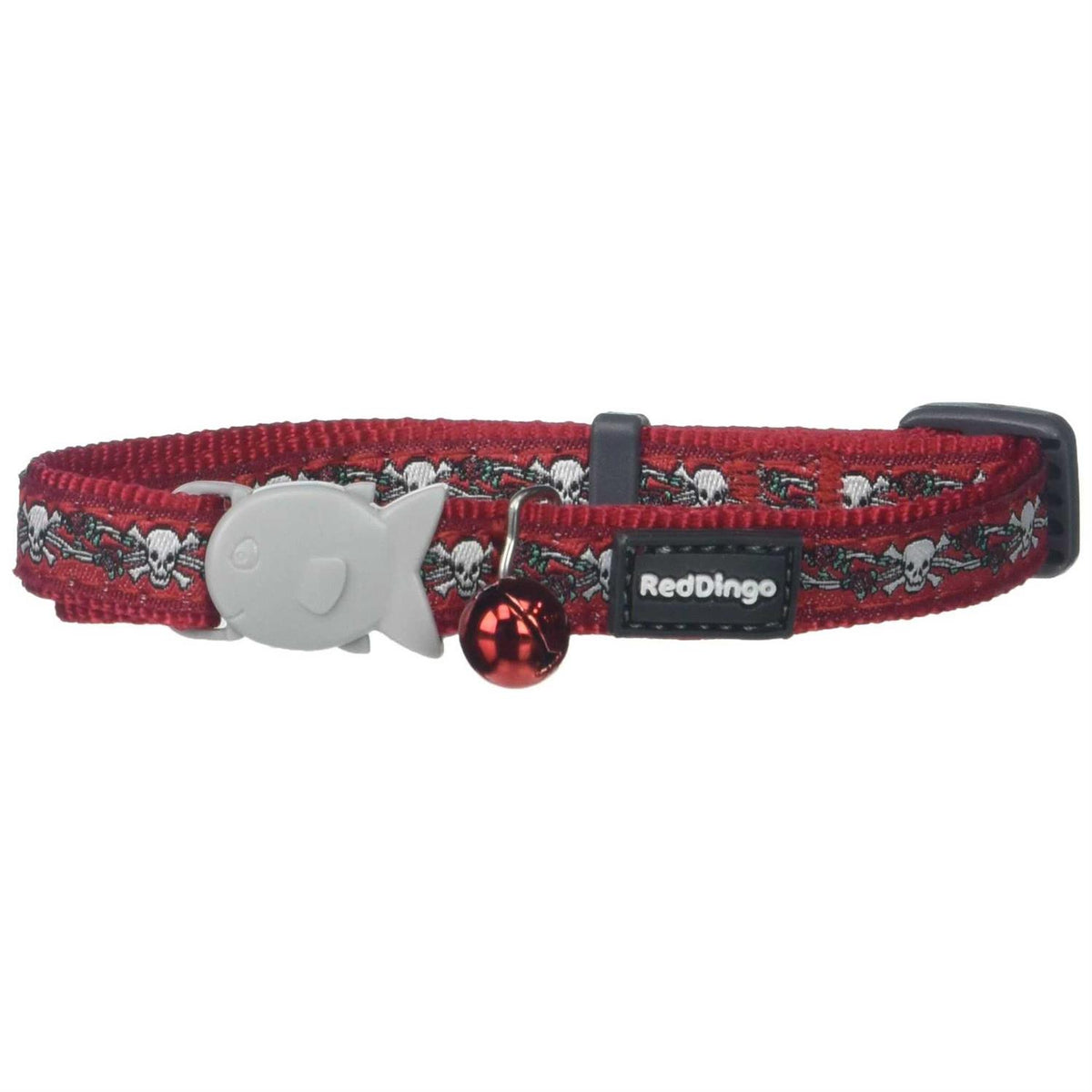 Red Dingo Cat Collar Skull & Roses Red L51414