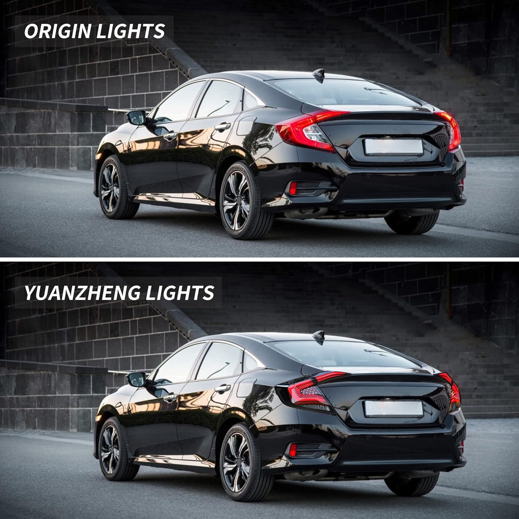 LED Clear Taillights Assembly for 2016-2020 Honda Civic Sedan, Set U77736