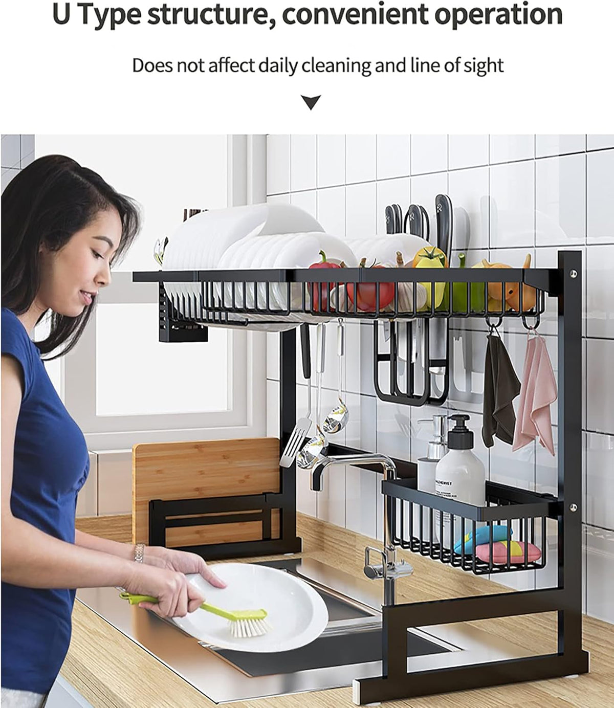 Black 2-Tier Under Sink Organizer with Sliding Drawer O20085