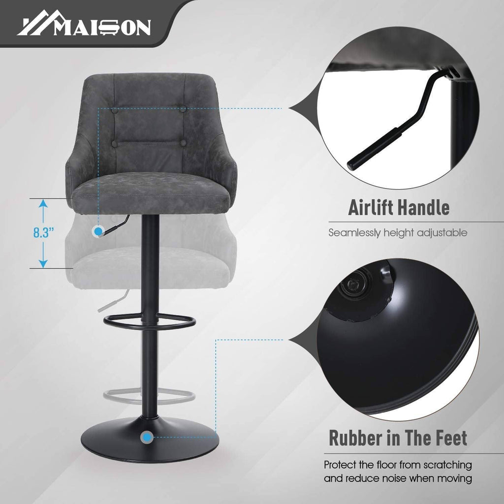 Brown Faux Leather Swivel Bar Stool H363415