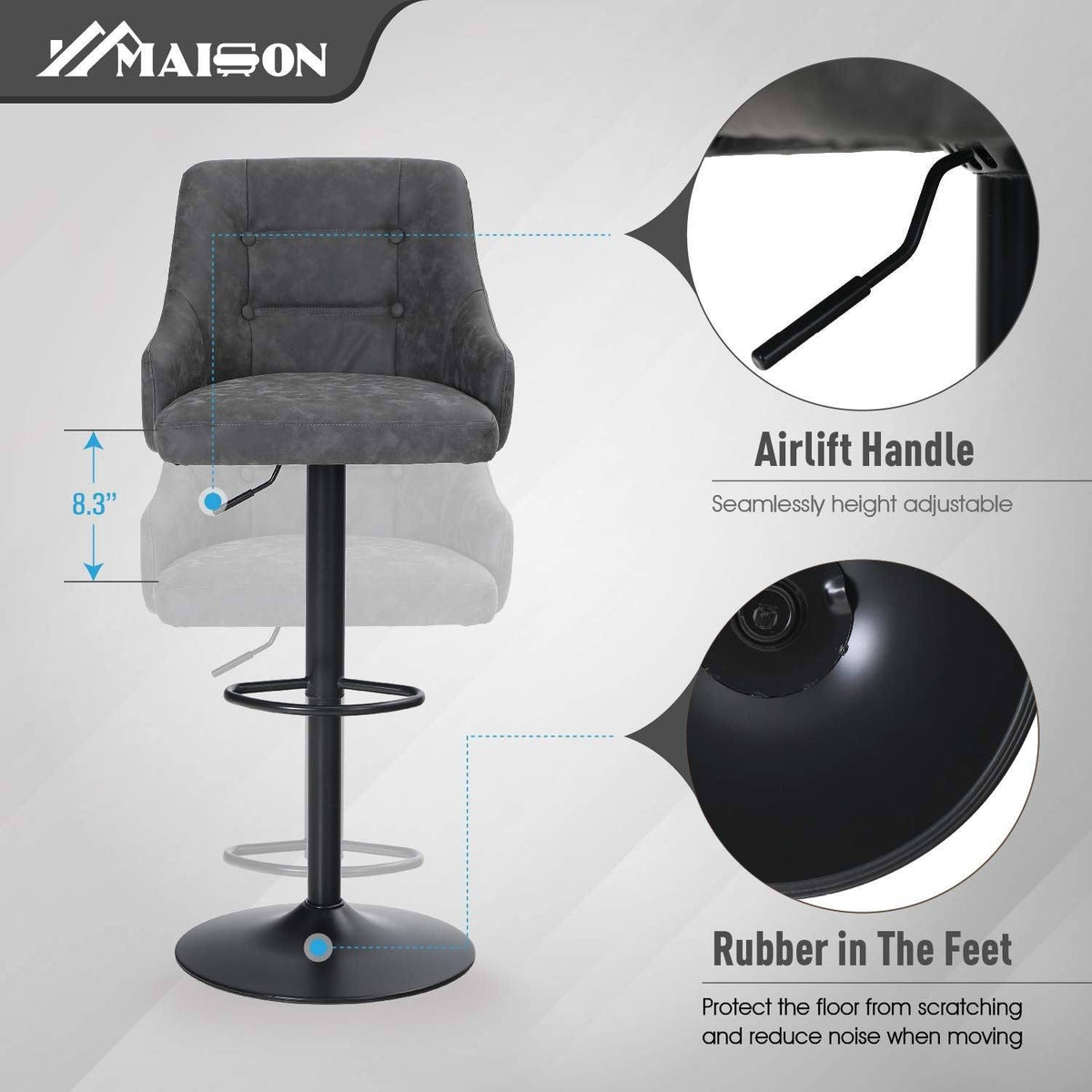 Brown Faux Leather Swivel Bar Stool H363415