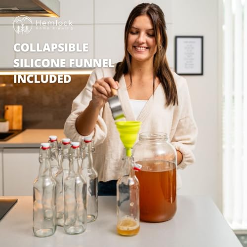 Swing Top Glass Bottles 16 oz 6 Set with Funnel X839