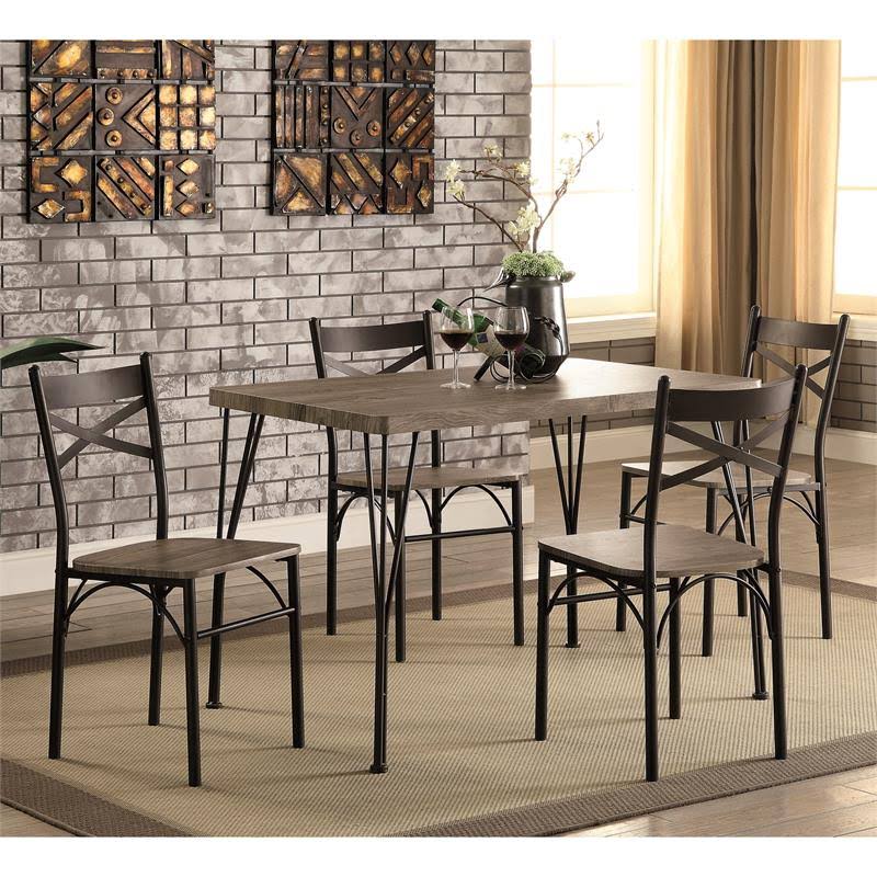 5-Piece Metal Dining Set Dark Bronze Natural M735978